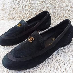 Authentic Chanel CC Suede Loafers